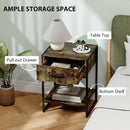 HOMCOM Modern Bedside Table, Nightstand with Drawer Shelf Rustic Brown