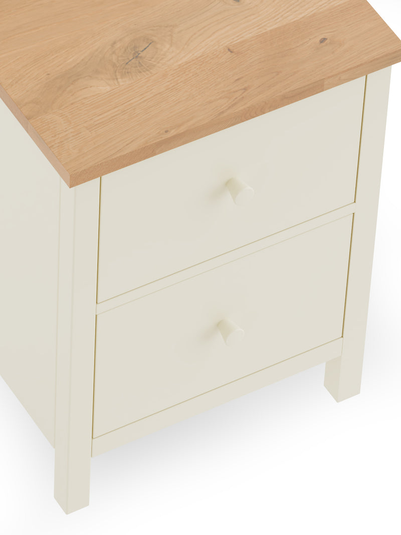 Coxmoor 2 Drawer Bedside - Ivory and Oak