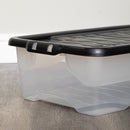 42 Under Bed Clear Stackable and Nestable Storage Box with Black Lid