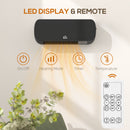 HOMCOM Wall Mounted Electric Heater with Timer Overheat Protection Black