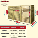 2.02m x 1.22m Large Wooden Outdoor Garden Triple Wheelie Bin Store Storage for 3 Bins