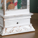 29cm Battery Powered Light up Antique Lantern Christmas Water Spinner with Snowy Mouse Scene