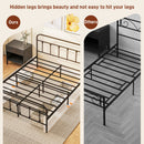HOMCOM 4ft Metal Double Platform Bed Frame W/ Underbed Storage Headboard White/Black