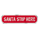 71cm Red And White Santa Stop Here Hanging Metal Christmas Decoration Sign