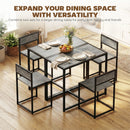 HOMCOM 3 Piece Dining Table Set With Metal Frame Charcoal Grey Wood-Effect