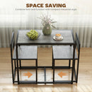 HOMCOM 3 Piece Dining Table Set With Metal Frame Charcoal Grey Wood-Effect