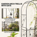 Outsunny 2.17m Steel Garden Arch with Double Gate, Garden Arbor Trellis, Black