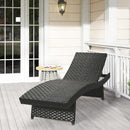 Outsunny PE Rattan Sun Lounger with 4-Level Adjustable Backrest