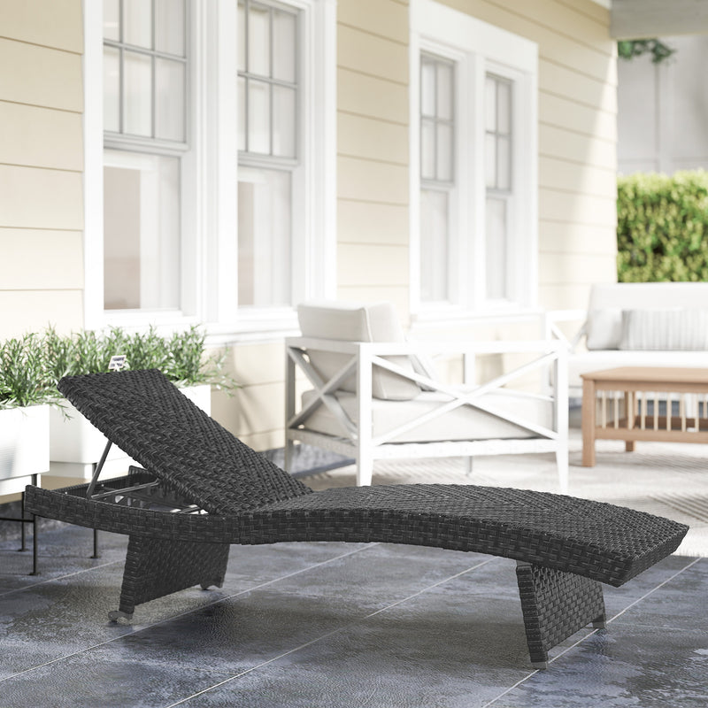 Outsunny PE Rattan Sun Lounger with 4-Level Adjustable Backrest