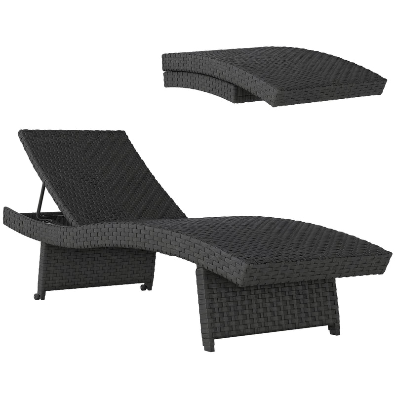 Outsunny PE Rattan Sun Lounger with 4-Level Adjustable Backrest
