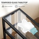 HOMCOM Slim Side Table, End Table with Tempered Glass Tabletop, Black
