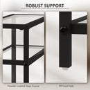HOMCOM Slim Side Table, End Table with Tempered Glass Tabletop, Black