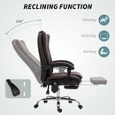 HOMCOM PU Leather Massage Office Chair, Reclining Desk Chair - Grey/Brown