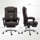 HOMCOM PU Leather Massage Office Chair, Reclining Desk Chair - Grey/Brown