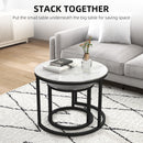 HOMCOM Glass Coffee Table Set of 2, Round Nest of Tables for Living Room