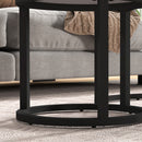 HOMCOM Glass Coffee Table Set of 2, Round Nest of Tables for Living Room