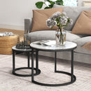 HOMCOM Glass Coffee Table Set of 2, Round Nest of Tables for Living Room