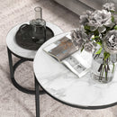 HOMCOM Glass Coffee Table Set of 2, Round Nest of Tables for Living Room