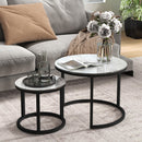 HOMCOM Glass Coffee Table Set of 2, Round Nest of Tables for Living Room