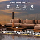 Outsunny Waterproof Outdoor Rug W/ LED String Light, 182 x 274cm, Black & White