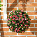 HOMCOM Set of 2 Artificial Plant Topiary Rose Balls, Faux Plants
