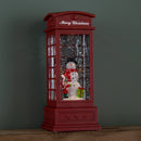 25cm Battery Operated Light up Christmas Phone Box Water Spinner with Snowman Scene & LEDs