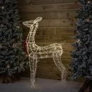 1.24m Light up Acrylic Christmas Deer Decoration with Red Bow and 880 Warm White LEDs