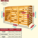 1.99m x 1.25m Large Wooden Outdoor Garden Triple Wheelie Bin Store Storage for 3 Bins