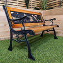 Kids 2 Seater Wooden & Cast Iron Garden Patio Childrens Bench with Animal Design