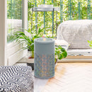 Outsunny Outdoor Waterfall Fountain Water Feature with LED, Light Grey