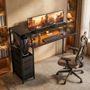 HOMCOM 147cm Gaming Desk With Charging Station And RGB Lights, Black
