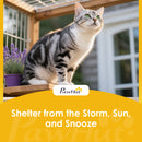 PawHut Outdoor Cat House Insulated Wooden Feral Cat Shelter w/ Openable Roof