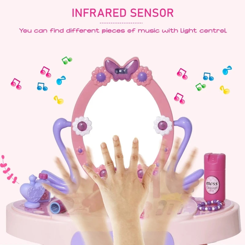 HOMCOM Dressing Table Playset - Pink Purple