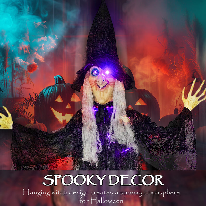 Outsunny Voice Activated Halloween Animatronics Witch, Battery Operated