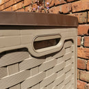 335 Litre Dark Brown Rattan Effect Garden Storage Box With Sit On Lid