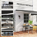 Outsunny Garden Sun Shade Canopy Retractable Awning, 2.5 x 2m