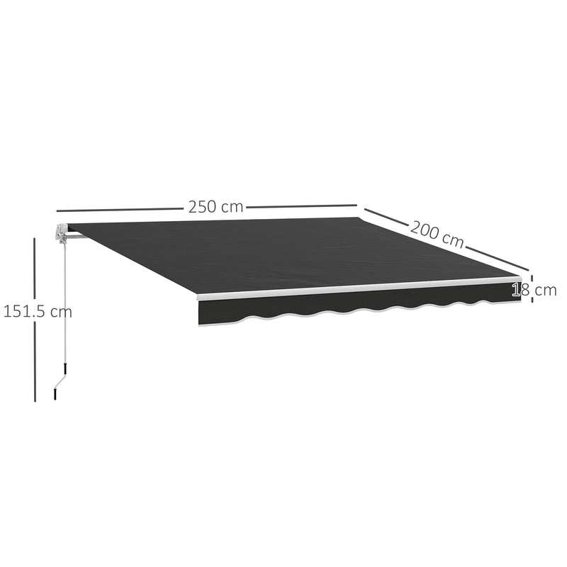 Outsunny Garden Sun Shade Canopy Retractable Awning, 2.5 x 2m