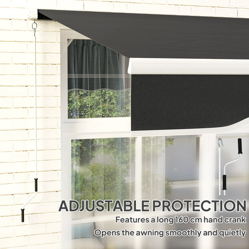 Outsunny Garden Sun Shade Canopy Retractable Awning, 2.5 x 2m