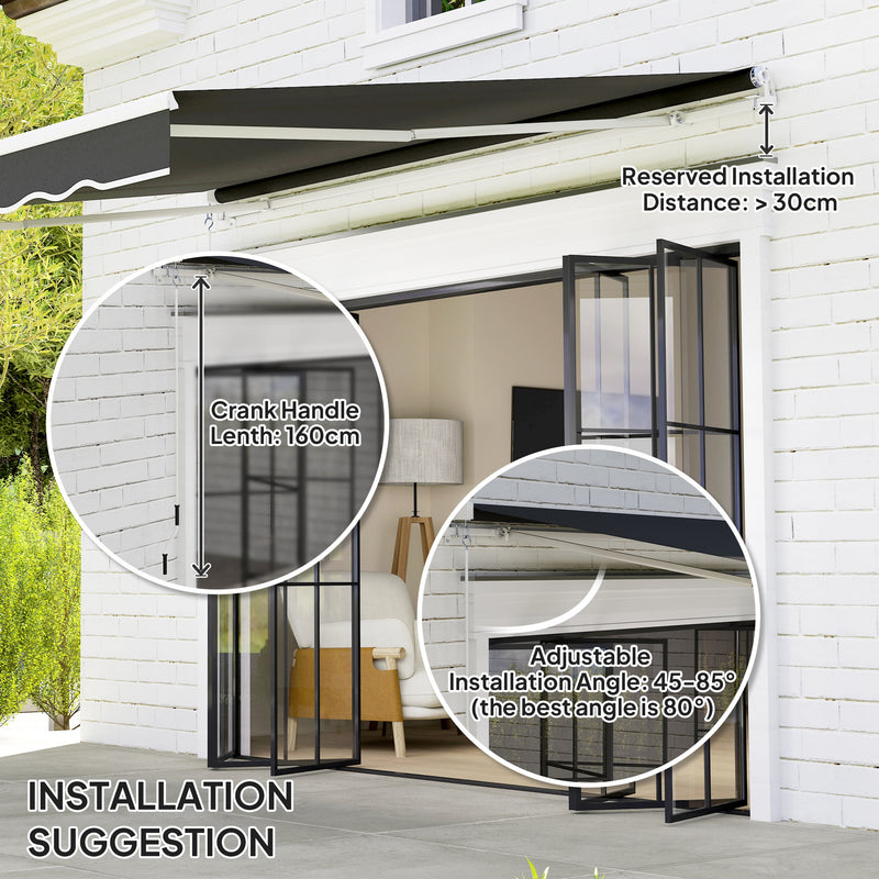 Outsunny Garden Sun Shade Canopy Retractable Awning, 2.5 x 2m