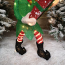 107cm Warm White LED Lit Elf Character with Present Christmas Decoration in Green and Red