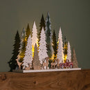 31cm Battery Operated Light up Wooden Christmas Tree with Deer and 15 Warm White LEDs