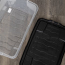 42L Clear Storage Box with Black Lid, Stackable and Nestable Design Storage Solution