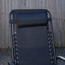 Set of 2 Black Multi Position Textoline Zero Gravity Garden Relaxer Chair Lounger