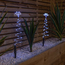 30cm Set of 4 Light up Silver Spiral Christmas Tree Garden Path Lights with 200 White LEDs