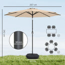 Outsunny 2.7 m Garden Parasol Umbrella with Cross Base, Sandbag, Khaki