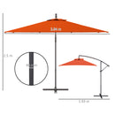 Outsunny 3 m Cantilever Parasol with Cross Base, Crank Handle, 6 Ribs