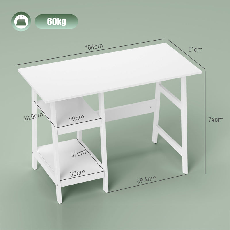 HOMCOM Computer Writing Desk w/ Shelf PC Workstation for Home Office