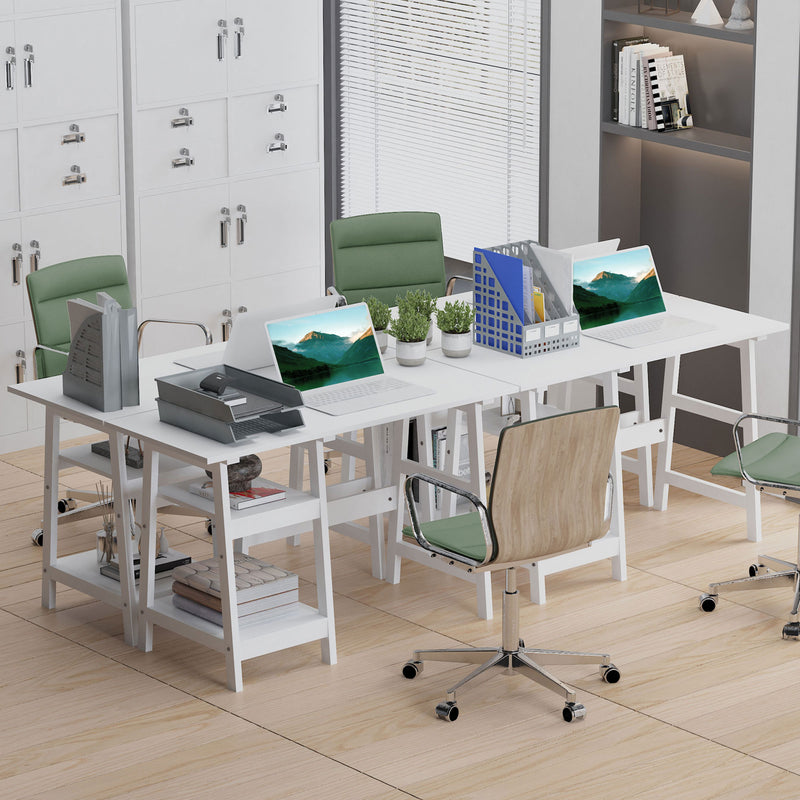 HOMCOM Computer Writing Desk w/ Shelf PC Workstation for Home Office