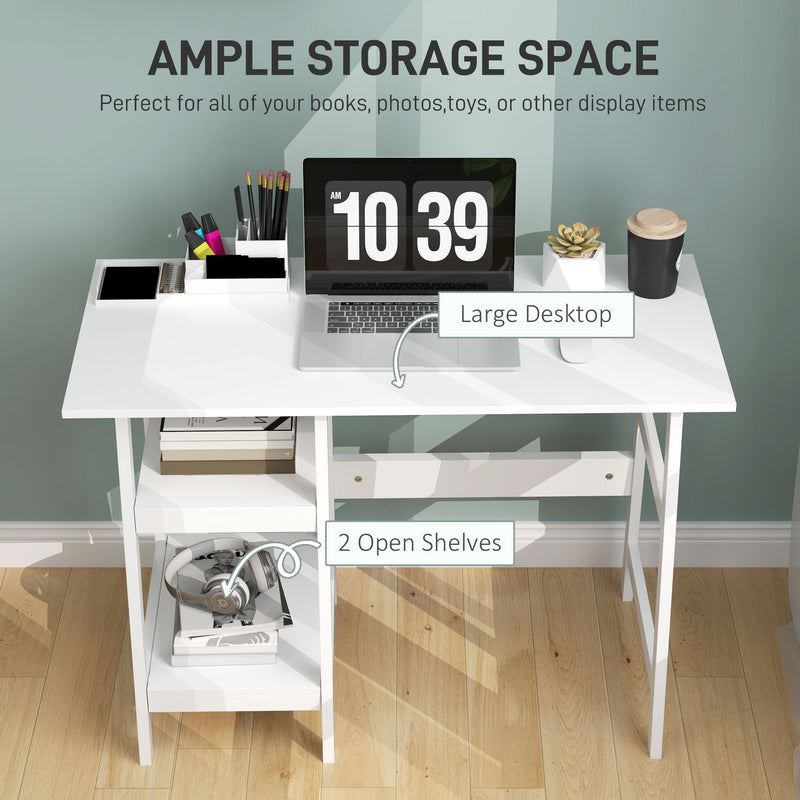 HOMCOM Computer Writing Desk w/ Shelf PC Workstation for Home Office
