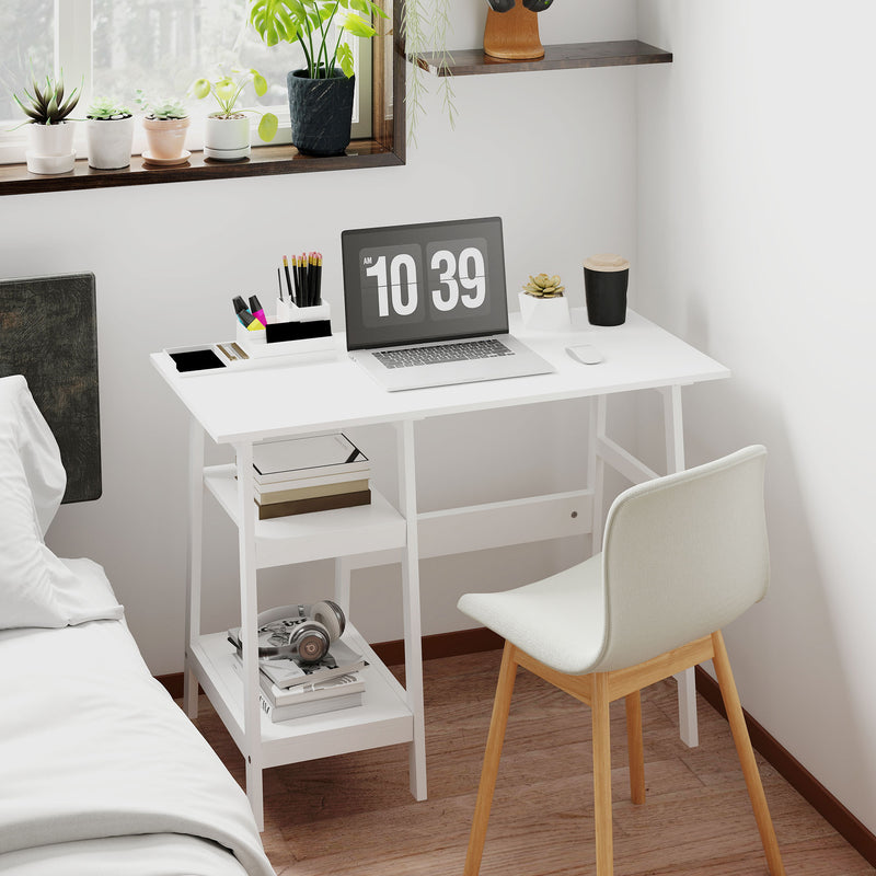 HOMCOM Computer Writing Desk w/ Shelf PC Workstation for Home Office